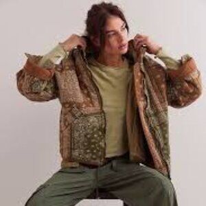 Free People Patchwork Quilted Dolman Jacket